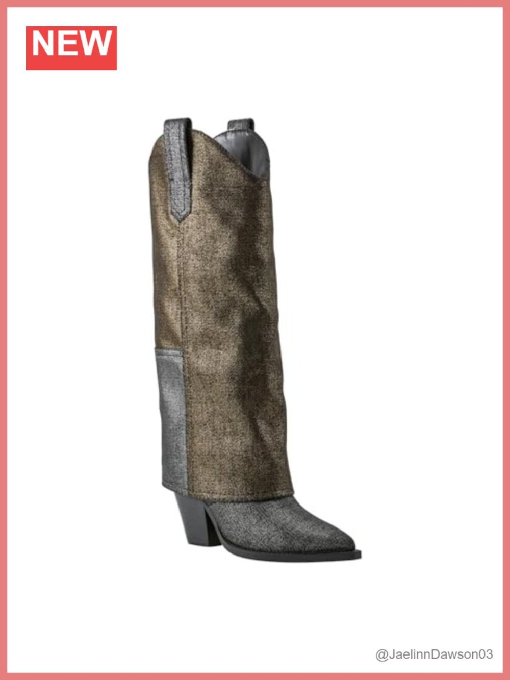 Knee-High Dress Boots with Foldover Shaft and Block Heel